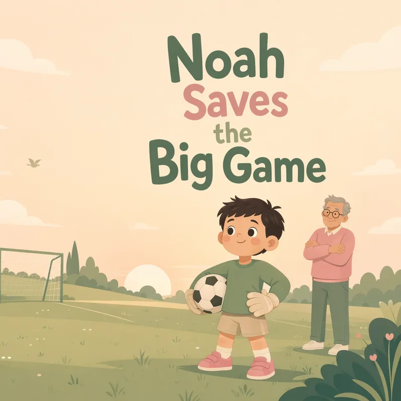 Omslag till den personliga barnboken Noah räddar den stora matchen